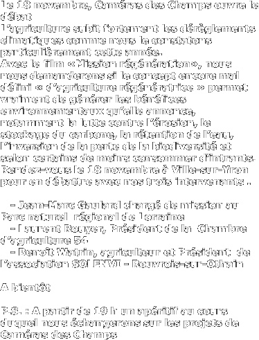 Le 18 novembre, Caméras des